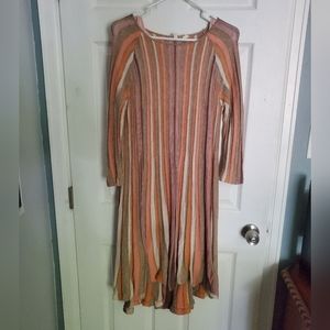 Anthropologie Moth Nora Striped Swing Textured Sweater Midi Dress